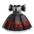 thumbnail image 3 of MIASHUI Robe de Concours d'Halloween pour Filles avec Manches Courtes Imprimées pour Fête Noir, 6-7 Ans, 3 of 7