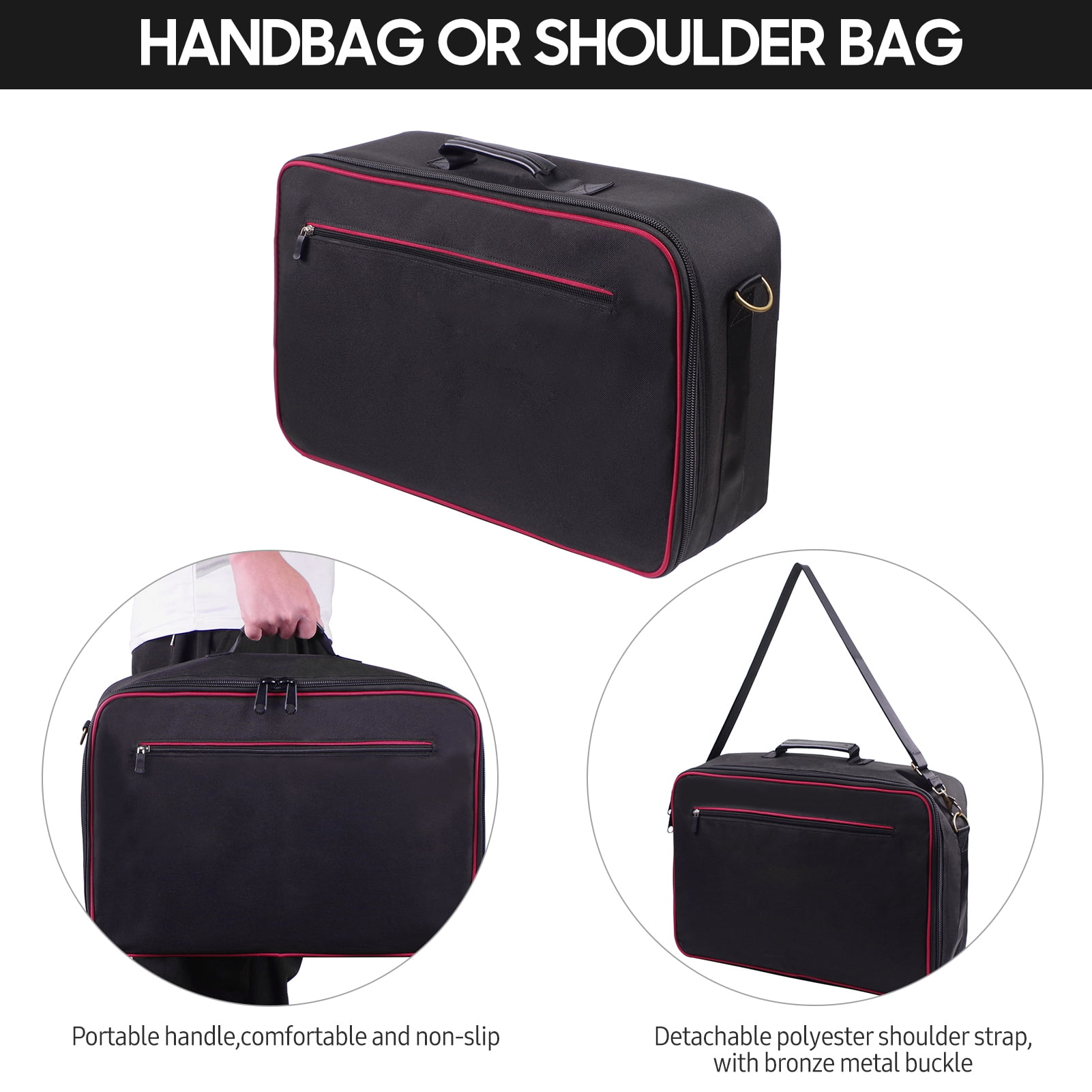 Pedal Board Carrying Bag Board Effect Pedal Bag Guitar Pedal Board Carry Bag Oxford Cloth Portable Zipper Handbag Shoulder Bag with Detachable Strap Black