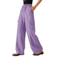 thumbnail image 1 of Pantalones palazzo de mujer de cintura alta y pierna ancha - Cordón elástico, pantalones de playa fluidos - Outfits de vacaciones S-XXL, 1 of 4