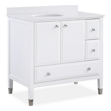 Pemberly Row Modern 36 Inch Bathroom Vanity with Sink in White