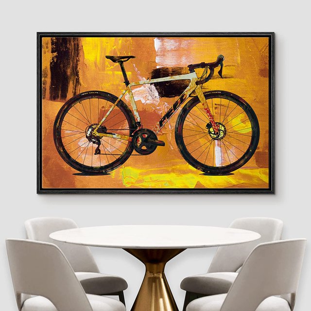 Wall26 Framed Canvas Print Wall Art Mountain Bike on Orange Color Block