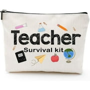 Teacher Survival Kit, Teacher Appreciation Gift for Women, Teacher Pencil Pouch, Teacher Gifts For Women, Preschool,Elementary,Waterproof Cosmetic Bag, High School makeup bags
