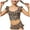 Khaki, variant on Big Girl Swimsuit Leopard Ruffle Swimwear Bikini Tankini Sunsuit 2Pcs Summer Bathing Suit (Khaki, 7-8 Years)