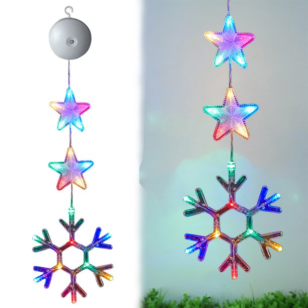 3 Luces Cortina Navideñas Con Ventosa para Exterior Ventanas Vidrio