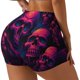 thumbnail image 1 of Balery Purple-Red Skull Pantalones cortos de entrenamiento estampados para mujer, sin costuras, ajustados, para gimnasio, yoga, correr, deportes, ejercicio activo, fitness.-Large, 1 of 8