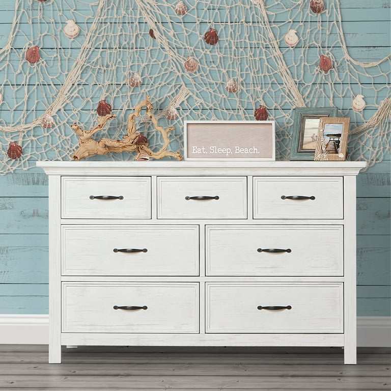 Evolur Belmar Rustic 7 Drawer Double Dresser White. Walmart