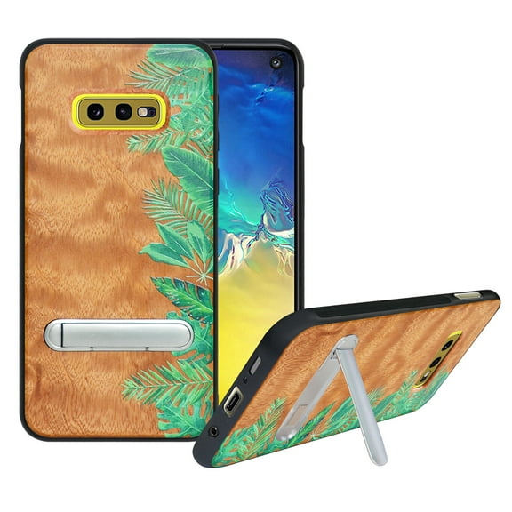 Labanema Samsung Galaxy S10e /S10 Lite Case, Samsung Galaxy S10e /S10 Lite Cover with Metal Kickstand, Natural Wood TPU Cover, Anti Scratch Case for Samsung Galaxy S10e /S10 Lite (Rainforest)