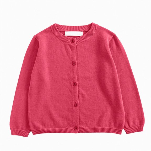 HFHAPW Toddler Girls Boys Cardigan Sweater Long Sleeve Knit Crewneck Button School Uniform Kids Casual Cute Outwear,3-4 Y