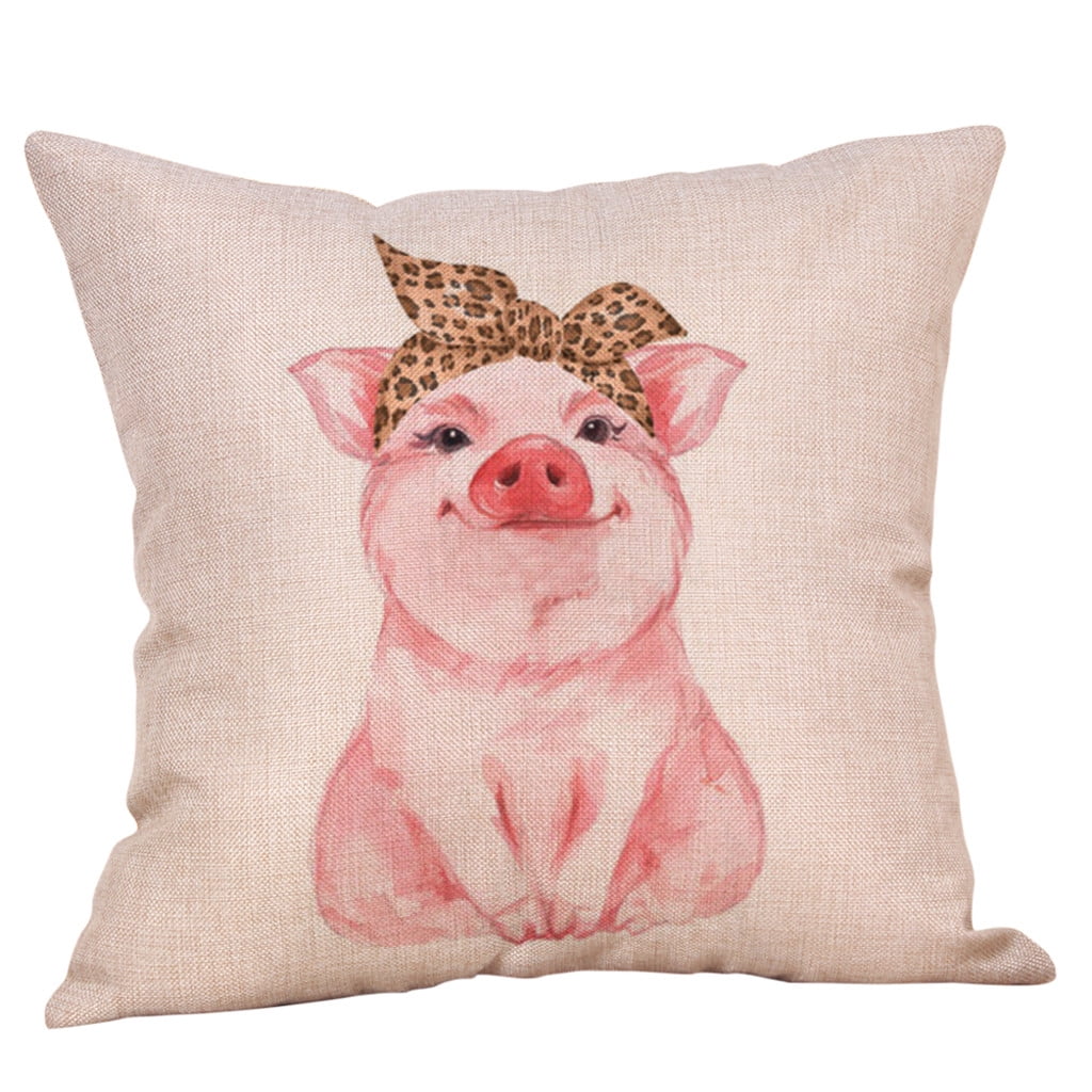 18x18 Inches Cute Pink Pigs Printed Pillow Covers Cushion Case Throw Pillow Covers for Sofa Bedroom Home Car Decorative Pillowcases 