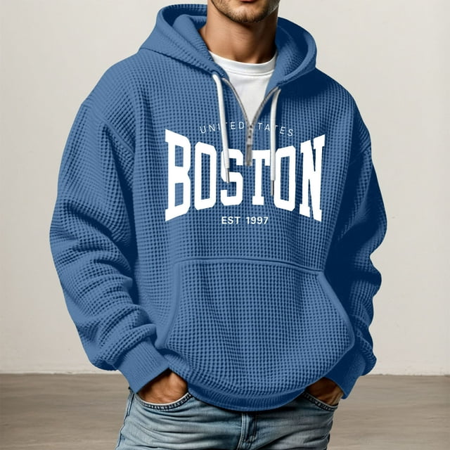 MHFRRA Sudadera con Capucha, Suave, Cómoda, Estilo Jersey para Uso Informal Al Aire Libre, Ligera, Deportiva, con Cremallera Azul