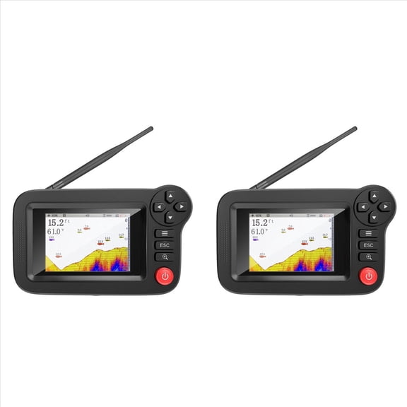 2X Smart Fish Finder - Portable Fish Finder and Depth Finder for Recreational Fishing From Dock, Shore or Bank,2 x Smart Fish Finder Kit,Black
