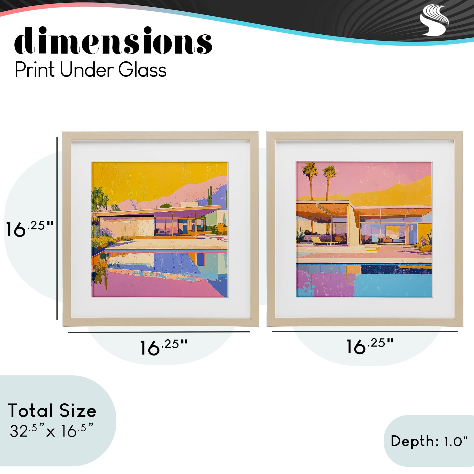 Stupell Industries Case Study Villa 2 Piece Birch Framed Print Under Glass Set, design by Walker Noble