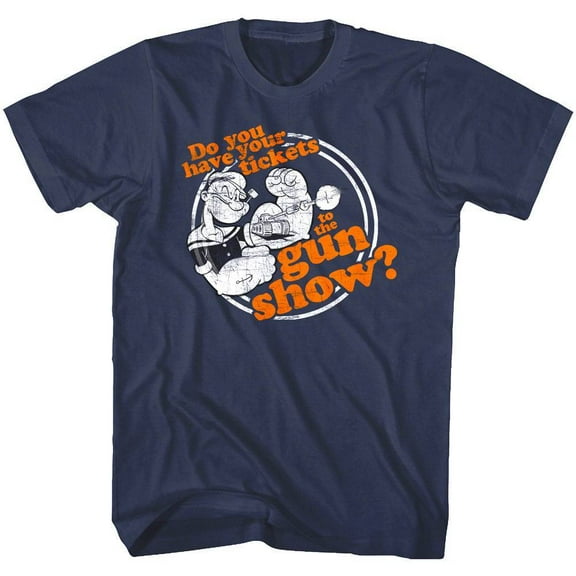 Popeye Tickets to the Gun Show Men's T Shirt (Navy, Adult3XL)