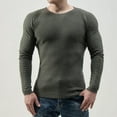 thumbnail image 2 of T-Shirts pour Hommes Hiver Col Rond Tricoté Décontracté Patchwork Chandail Base Vert Armée Sortie Automne Taille m, 2 of 6