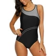 thumbnail image 3 of Beautyin Women One Piece Sports Swimsuit Color Block Athletic Racerback Swimwear, 3 of 6
