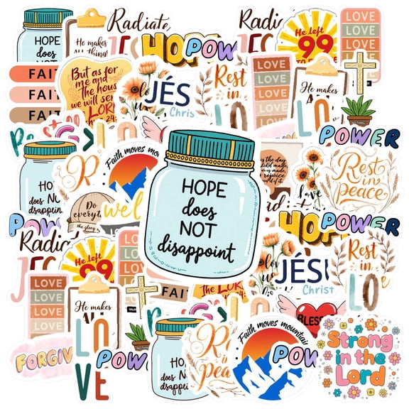 35pcs Inspirational Stickers Faith Animal Stickers Religious Faith Stickers for Laptops Suitcase Phone