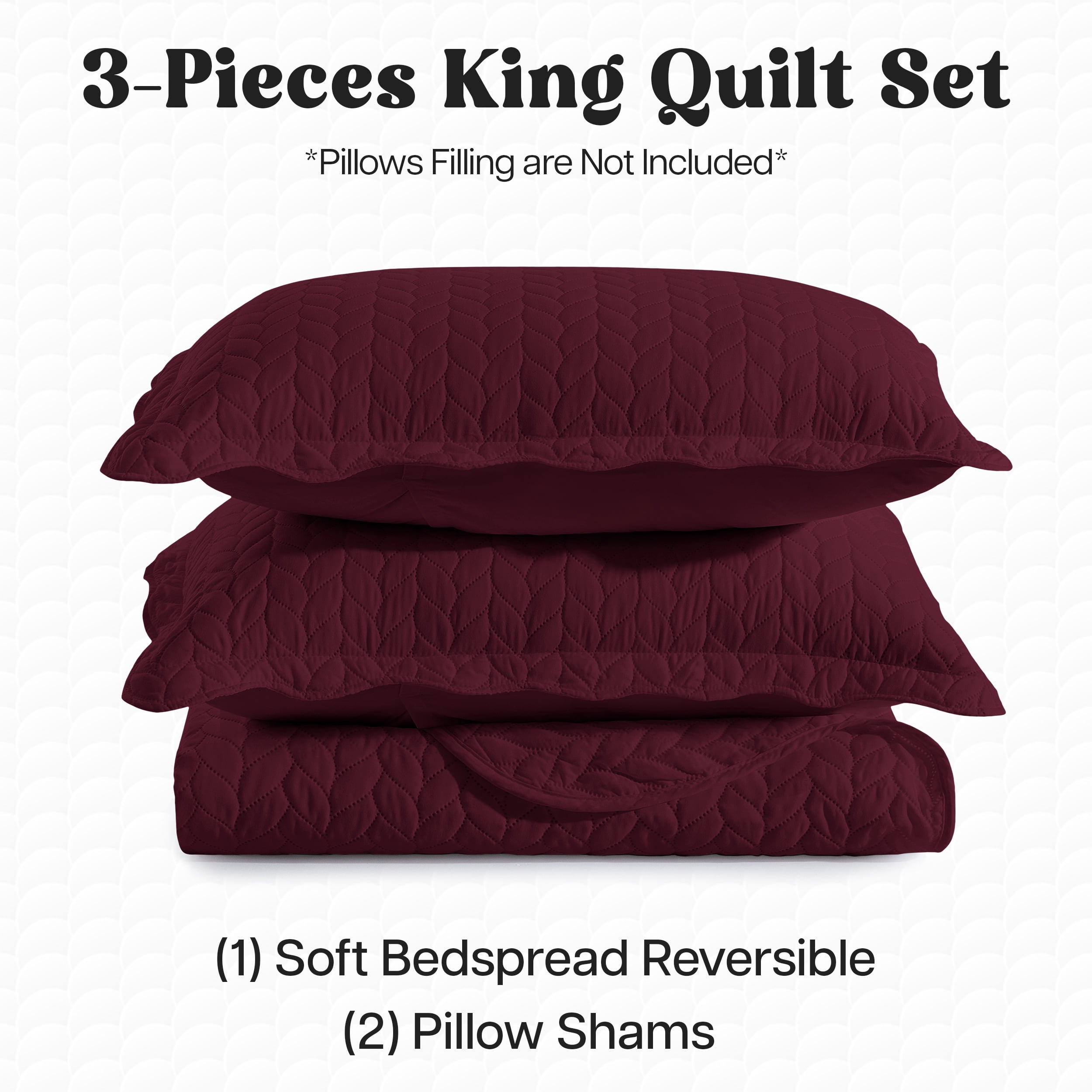 Moonlight20015 2 Piece Quilt Set Lightweight Ultrasoft Microfiber Bedding Burgundy Color Twin