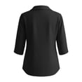 thumbnail image 5 of thefmos Women Plus Size Fall Spring Collared 3/4 Sleeve Button Down Blouses Dressy Casual V Neck Tunic Tops Loose Fit Solid Basic Shirts for Work Vacation, Black 3XL, 5 of 6