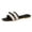 Black, variant on Bow Knot Slide Sandals for Women Square Toe Slip On Dual Strap Linen & Leather Flat Slippers Non Slip Comfortable Beach Casual Daily Sandals