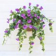 thumbnail image 2 of Viworld Hanging Basket Artificial Fake Morning Glory Indoor Home Wedding Garden Decor, Purple 1pc, 2 of 2