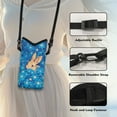 thumbnail image 5 of ZIATUBLES Universal Neoprene Phone Pouch Bag Shockproof Cellphone Crossbody Purse with Hook and Loop Fastener Water Resistant Phone Bag, 4 X 8 Inch, Rabbit Flower Blue, 5 of 7