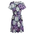 thumbnail image 4 of Grunge Graphic Flower Pattern Dress Summer Street Style Dresses Female Short Sleeve Printed Sundress, 4 of 7