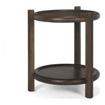 Romi Dark Brown Wood w/ Bottom Shelf Round Accent Table