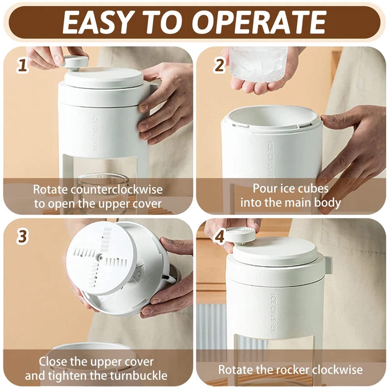 Hand-Crank Ice Crusher for Home,Manual Ice Shaver Fruit Smoothie Maker