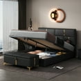 thumbnail image 1 of Velmero Queen Size Upholstered Storage Bed with Hydraulic Lift & Easy Assembly - No Box Spring Required,Black, 1 of 20