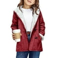 thumbnail image 5 of Besolor Girls Winter Coats Fuzzy Fleece Lined Hooded Jacket Kids Suede Button down Warm Outwear with Pockets, 5 of 6