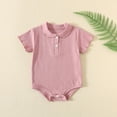 thumbnail image 2 of Bovxnpu Baby Girls' Bodysuits Short Sleeve Solid Infant Bodysuit Collared Neck Lightweight Summer Bodysuit Summer Outfits, 2 of 9