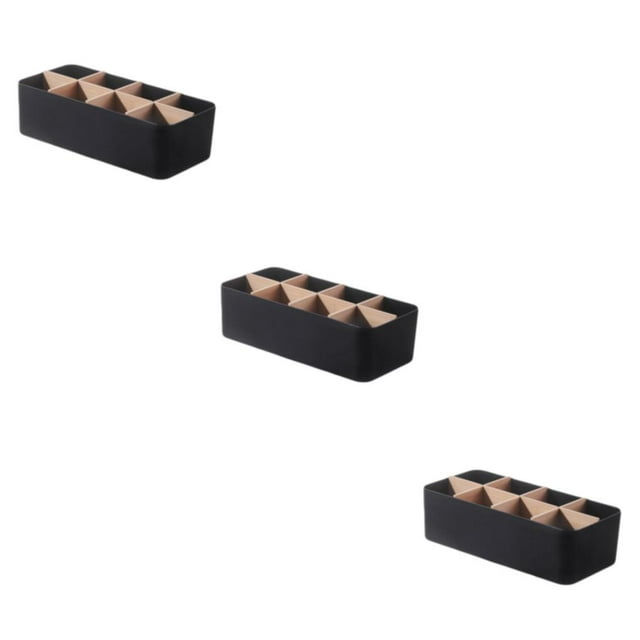 VONKY Partition Ladder Layered Detachable Partition Wide Application Large Capacity Plastic Storage Box Organizers Storage Black Rectangular 8-cell 3Set
