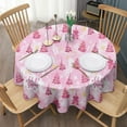 thumbnail image 3 of Pink Christmas Tree Pattern Round Tablecloth 60"x60",Wrinkle Wipeable Table Cloth for Kitchen Dining Room Picnic Patio Party, 3 of 6