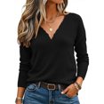 thumbnail image 6 of Sweater for Women V-Neck Scalloped Trim Pullover Top Long Sleeve Relaxed Fit Casual Fall Pullover, 6 of 6