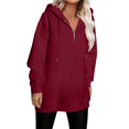 thumbnail image 2 of Womens Casual Loose Zipper Solid Color Long Sleeve Hoodies Sweatshirts Rayon Sweatshirt Long Loose Sweatshirts Women Womens Snap Front Sweatshirt All Sweatshirt with over Hoodies for Women Fall, 2 of 7
