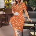 thumbnail image 3 of Naloa Orange And White Polka Dot Print Womens Summer A-Line Dress with Pockets,Short Sleeve Dresses,Flowy Beach Swing Dress for Vacation Travel, 3 of 6
