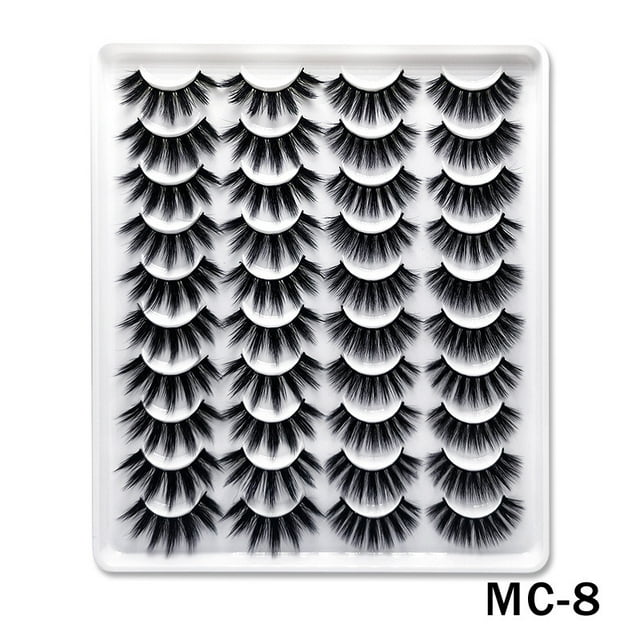 False Eyelashes Faux Mink Lashes 20 Pairs Long Dramatic Fluffy Volume Natural Fake Eyelashes Value Pack MC-8