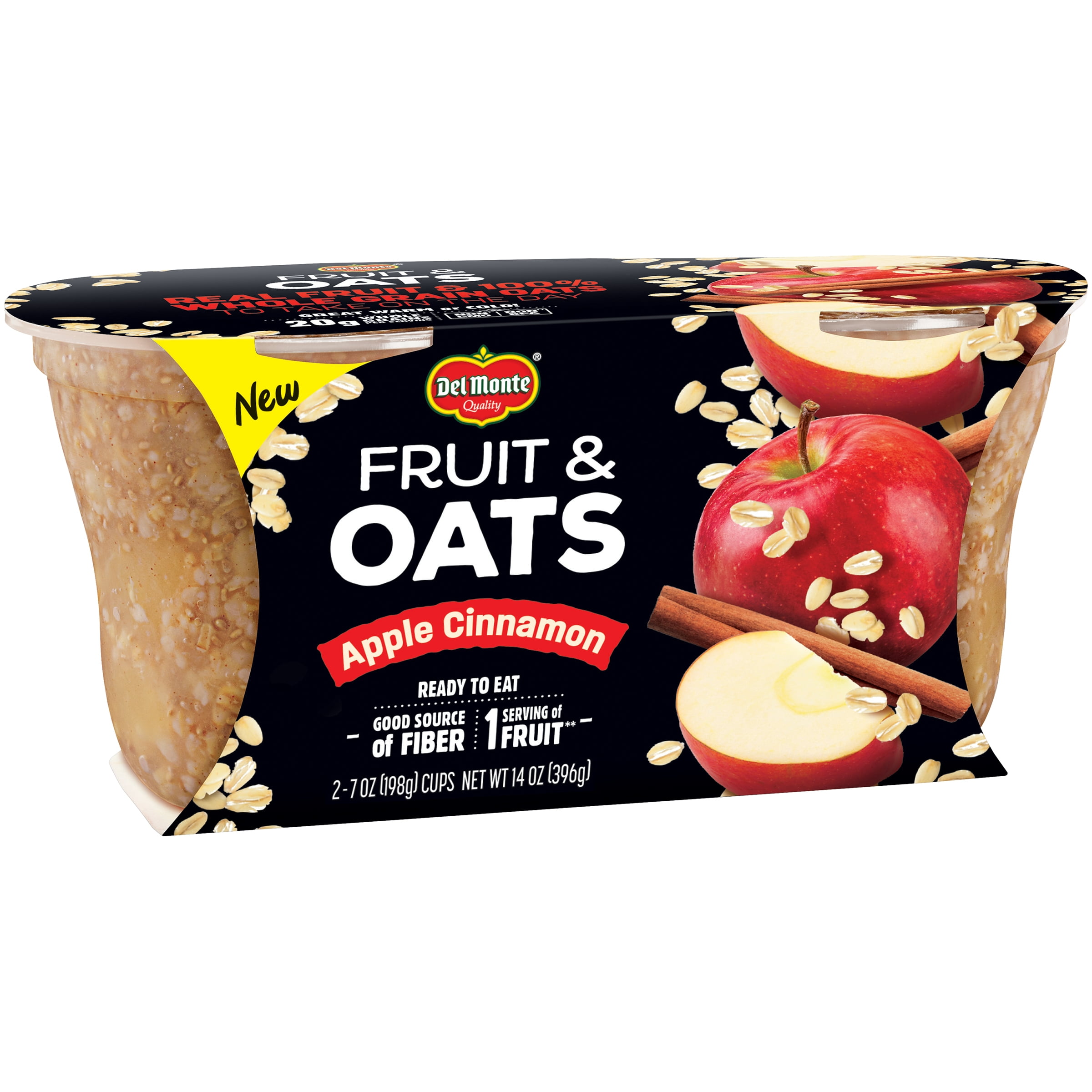 (2 Cups) Del Monte Fruit Cups Fruit & Oats Apple Cinnamon, 7 oz. Cups