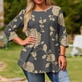 thumbnail image 2 of Ruimatai Women's Plus Size Casual Printed 3/4 Sleeve T-Shirt Round Neck Loose Fit Blouse Soft Comfortable Stylish Top, 2 of 5