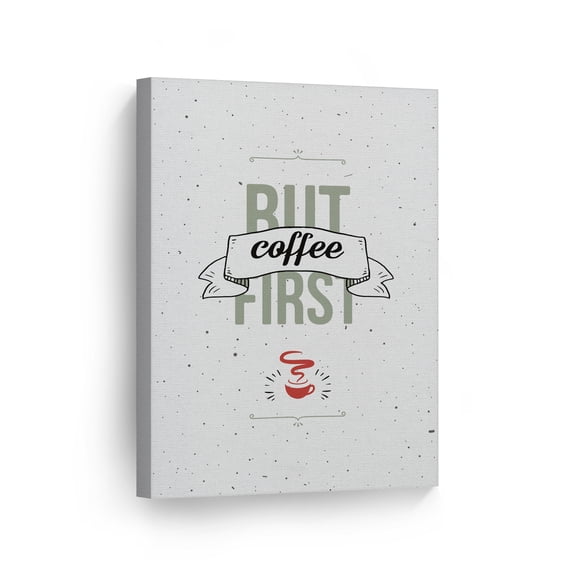 Smile Art Design But First Coffee Retro Lettering Canvas Wall Art Print Coffee Sign Kitchen Decor Quote Inspirational Gift Farmhouse Restaurant Office Coffee Shop Dining Room Housewarming Gift 40x30