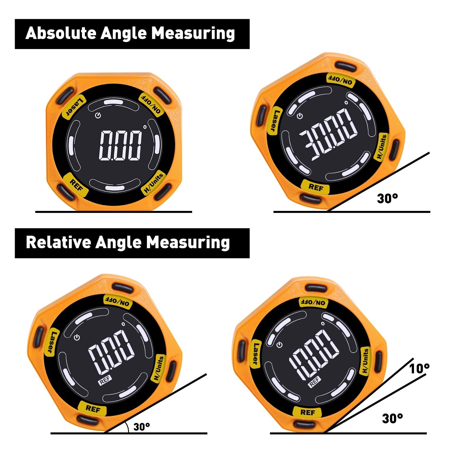 Laser Angle Finder Digital Inclinometer 3-in-1 Line Protractor 4X90 Degree Angle Gauge Level ,Water-Proof & Dust Resistant