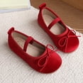 thumbnail image 5 of Toddler Girls Dress Shoes Mary Jane Flats Oxfords Wedding Party Bow Flower Shoes Comfort Loafers Red 12.5(30), 5 of 9