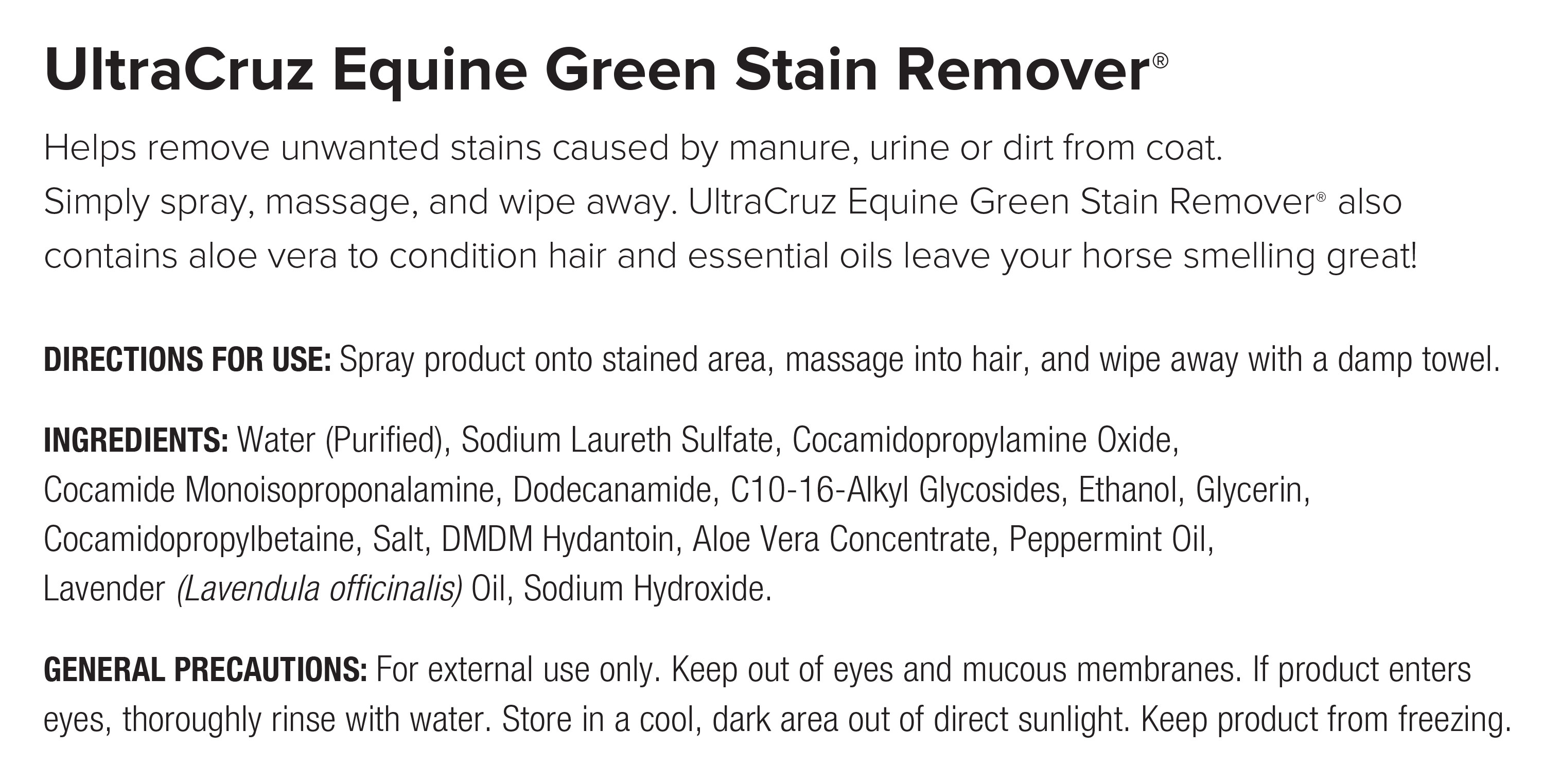 UltraCruz Equine Green Stain Remover® for Horses, 1 gal