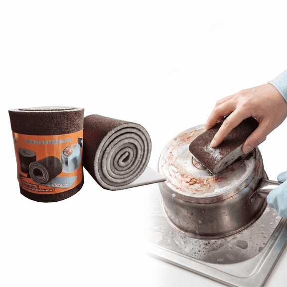 ROSEXIXI 2PCS Heavy Duty Rust Removal Kitchen Scrub Cloth, 3.54x39.37 Inch Roll Design Abrasive Cleaning Rag, Durable Reusable Dish Pot Pan Washing Wipes for Home Daily Cleaning