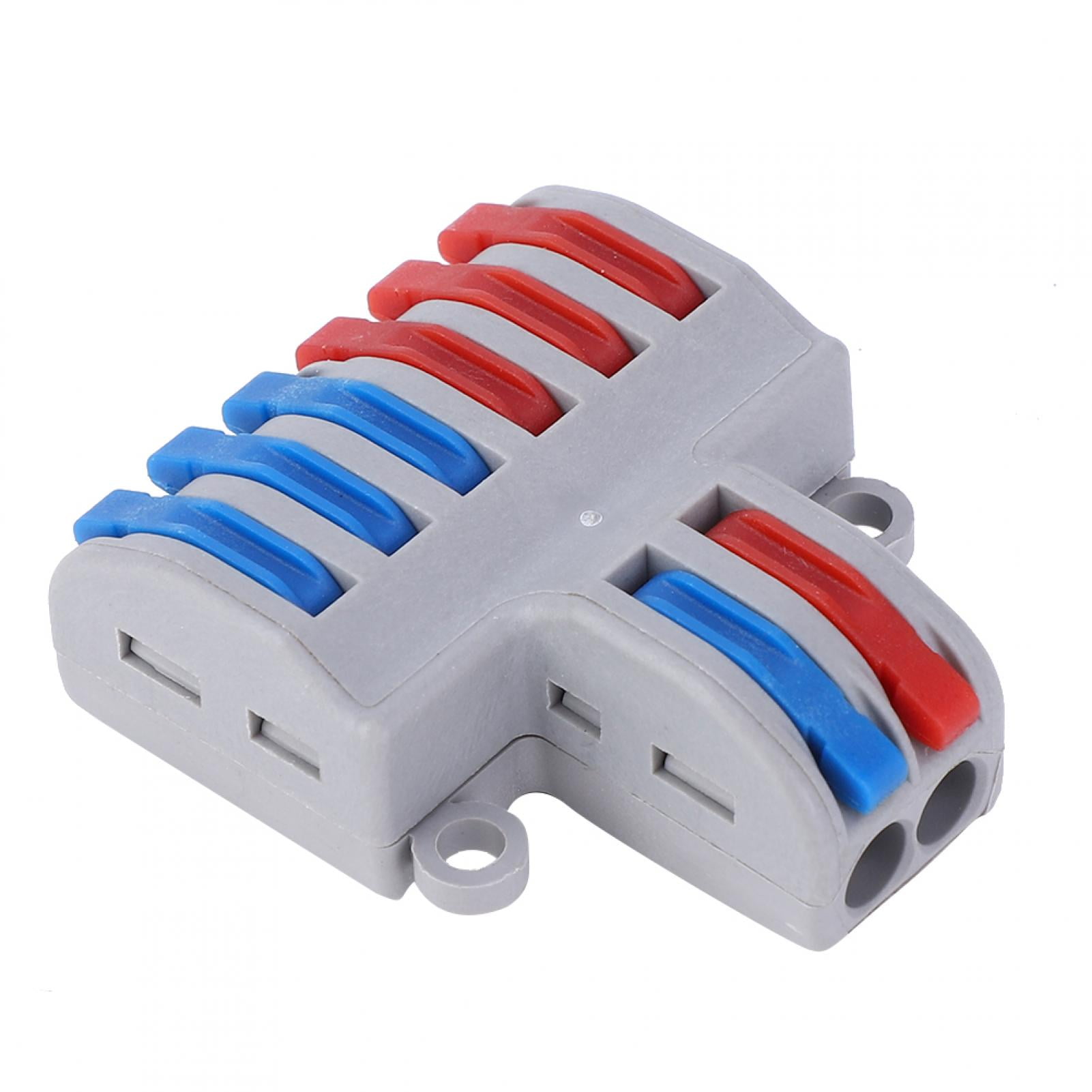 Domqga 5pcs 2 in 6 out Reusable Spring Lever Terminal Blocks Electric Wire Cable Connectors