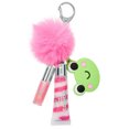 thumbnail image 1 of Claire's 2 pack Lip Gloss Key Ring Green Frog Pink Pompom, 1 of 3