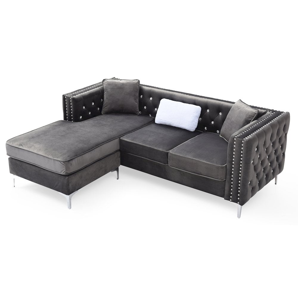Glory Furniture Paige Sofa Chaise in Gray Color