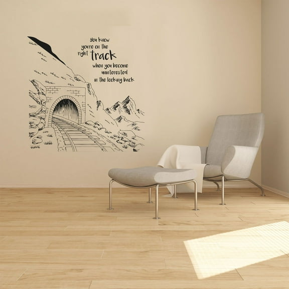 You Know You're On The Right Track When You Become Uninterested In Looking Back Vinyl Wall Art Sticker Decal Décor Home Room Kids Room Boys Girls Room Train Lover Living Room Decor Size (20x10 inch)