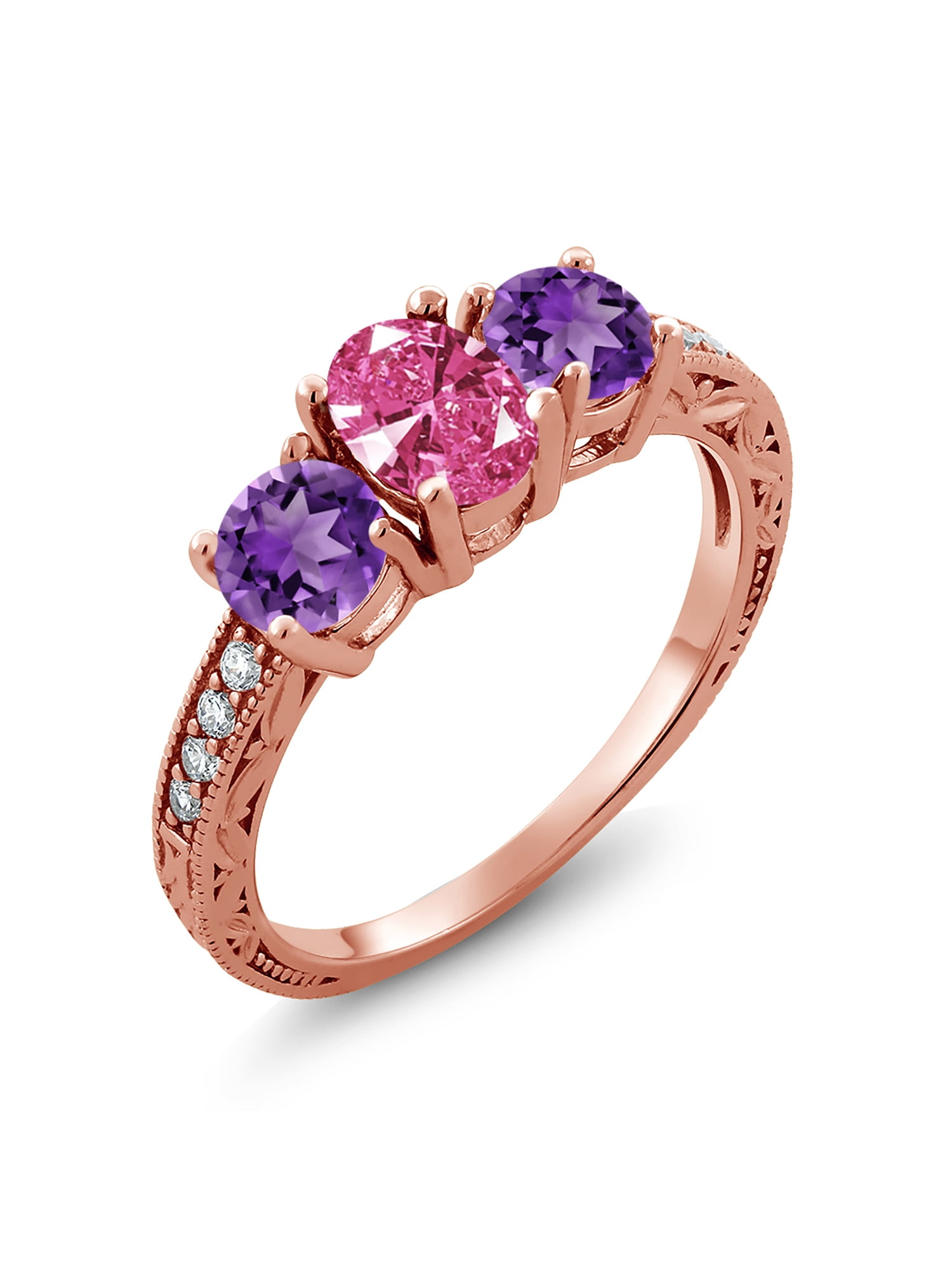 Gem Stone King 18K Yellow Gold Plated Silver Stud Earrings Made with Pink Swarovksi Zirconia