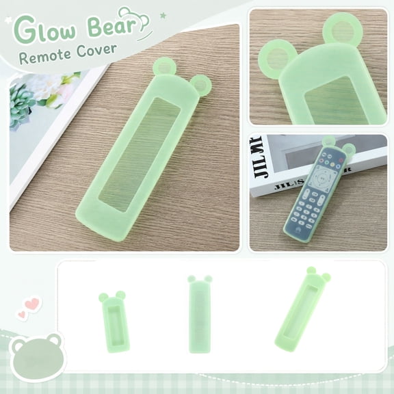 Silicone Remote Protective Cover, Fire Tv Remote Cover, Tv Remote Holder, Cute Home Decor, Luminous Large Bear Style 8X2 Inch Glow in The Dark Soft Skin-Friendly Sleeve Fit for